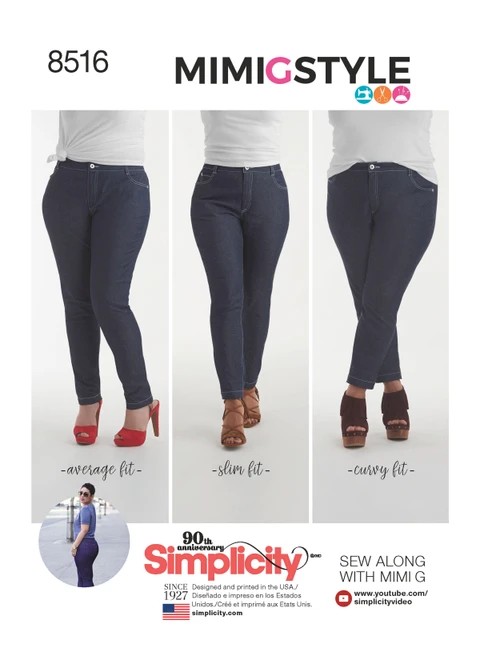 Simplicity Sewing Pattern Misses' Mimi G Skinny Jeans - S8516 - 6-14 or 14-22 (A,L,N)