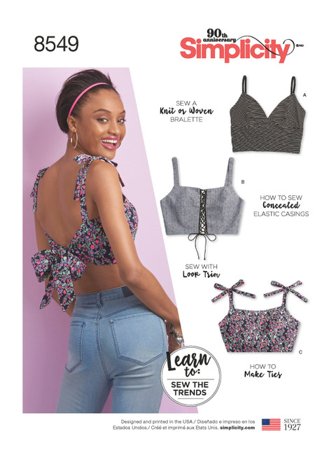 Simplicity Sewing Pattern Misses' Bra Tops - S8549 - Size - XXS-XXL (A,L,N)