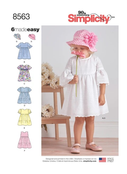 Simplicity Sewing Pattern Toddler Dresses and Hat - S8563 - Size - 1/2-4 (U)