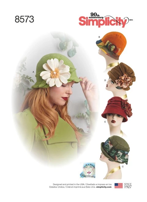 Simplicity Sewing Pattern Misses' Flapper Hats in Three Sizes - S8573 - Size - S-M-L (A,L,N)