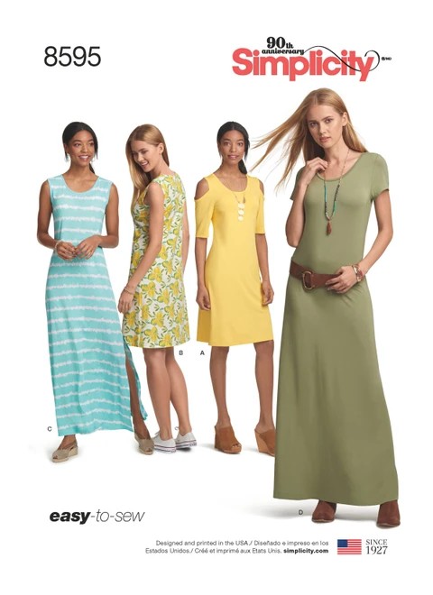 Simplicity Sewing Pattern Misses' Knit Dresses - S8595 - Size - XS-XL (A,L,N)