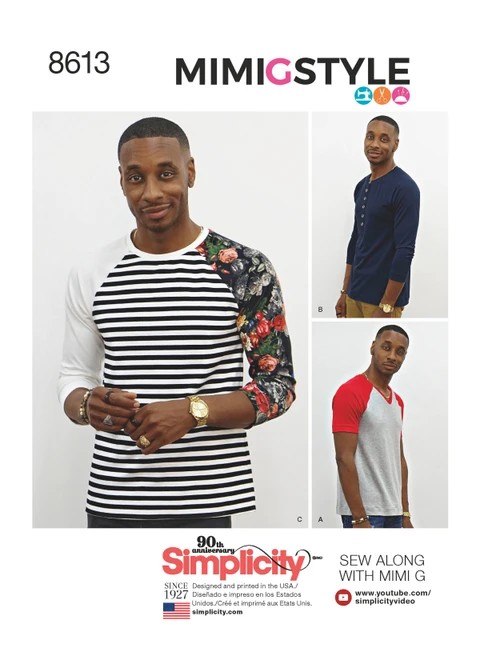 Simplicity Sewing Pattern Men's Knit Top by Mimi G Style - S8613 - Size - XS-XL (A,L,N)