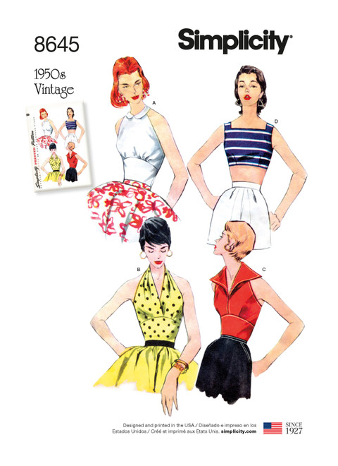 Simplicity Sewing Pattern 1950s Misses' Vintage Tops - S8645 - 4-12 or 14-22 (D)