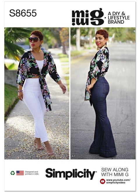 Simplicity Sewing Pattern Misses' High-Waisted Pants and Tie Top by Mimi G Style - S8655 - 6-14 or 16-24 (A,L,N)