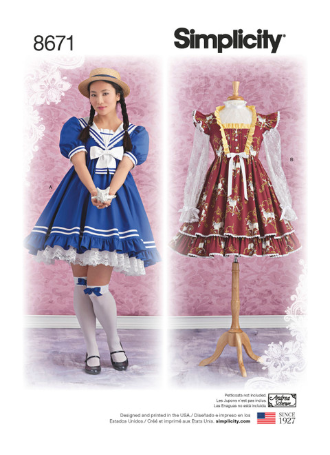 Simplicity Sewing Pattern Misses' Costume Dresses - S8671 - 4-12 or 12-20 (D)