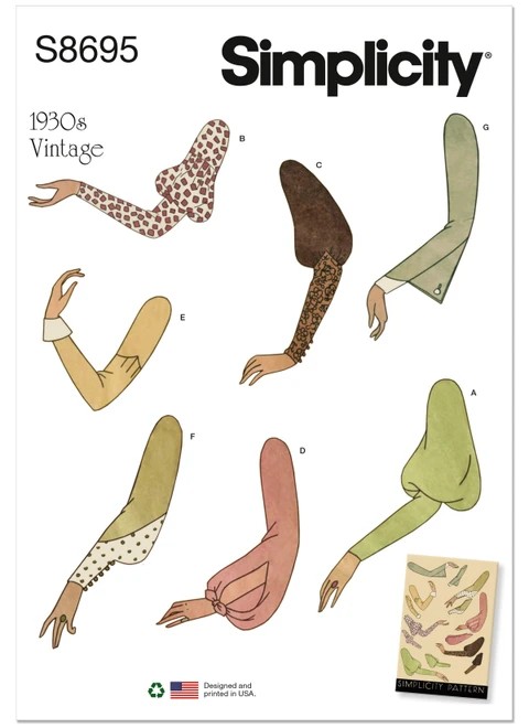 Simplicity Sewing Pattern 1930s Misses' Vintage Set of Sleeves - S8695 - 10-22 (D)