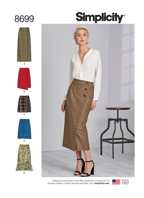 Simplicity Sewing Pattern Misses' Wrap Skirts with Length Variations - S8699 - 6-14 or 14-22 (A,L,N)