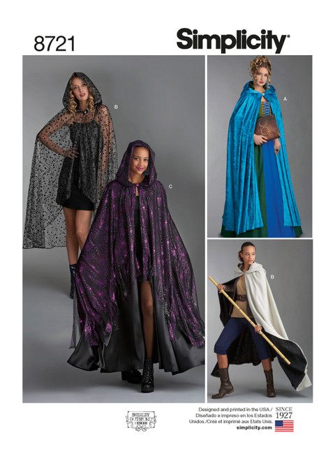 Simplicity Sewing Pattern Misses' Capes - S8721 - One Size (D)