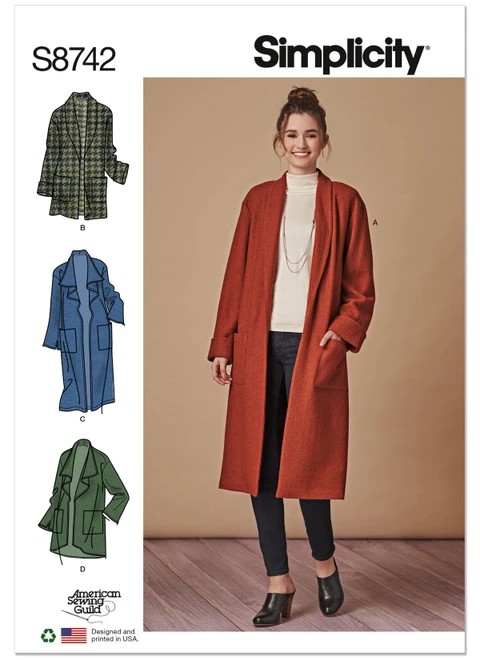 Simplicity Sewing Pattern Misses' Cardigan - S8742 - Size - XS-XL (A,L,N)