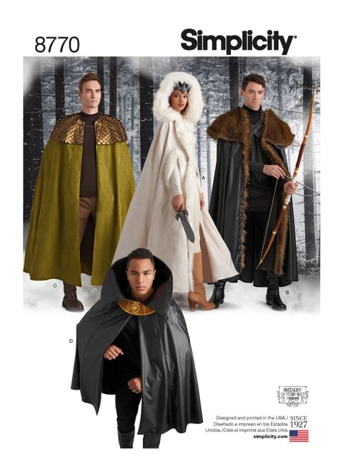 Simplicity Sewing Pattern Unisex Costume Capes - S8770 - One Size (D)