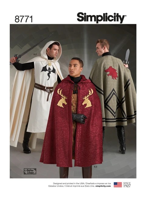 Simplicity Sewing Pattern Unisex Capes - S8771 - Size - One Size (K)