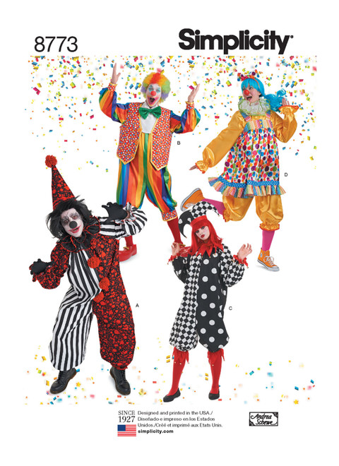 Simplicity Sewing Pattern Misses', Men's & Teens' Costumes - S8773 - XS-XL (D)