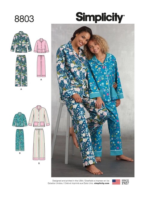 Simplicity Sewing Pattern Girls' & Misses' Lounge Pants and Shirt - S8803 - Size - S-L/XS-XL (A,L,N)