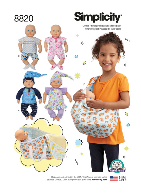 Simplicity Sewing Pattern 15" Baby Doll Clothes & Accessories - S8820 - Size - One Size (K)