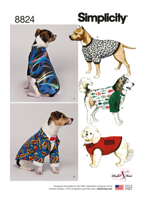 Simplicity Sewing Pattern Dog Coats in Three Sizes - S8824 - Size - S-M-L (K)