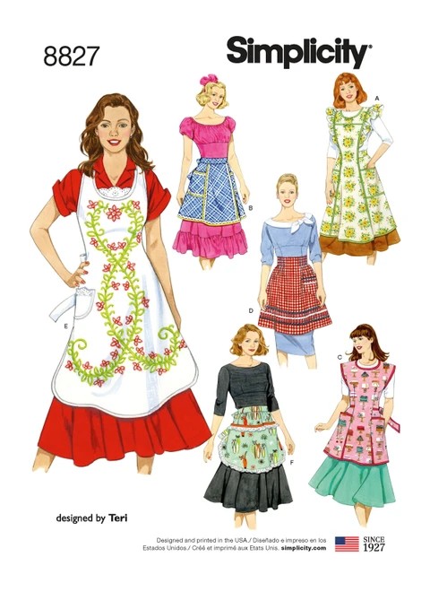 Simplicity Sewing Pattern Misses' Aprons - S8827 - Size - S-M-L (K)