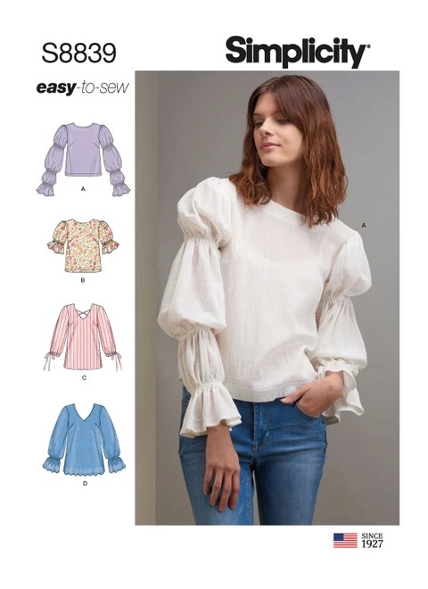 Simplicity Sewing Pattern Misses' Pullover Tunics and Tops - S8839 - 6-14 or 14-22 (A,L,N)