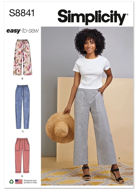 Simplicity Sewing Pattern Misses' Wide or Slim-Leg Pull-On Pants - S8841 - 6-14 or 14-22 (A,L,N)