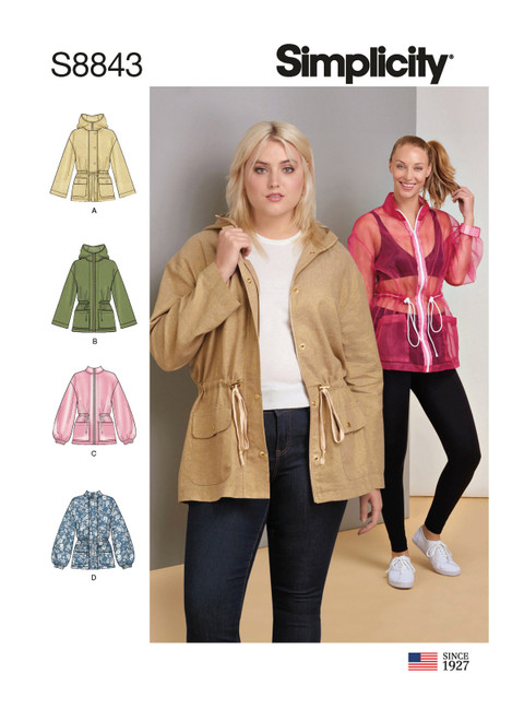 Simplicity Sewing Pattern Misses' Anorak Jacket - S8843 - XXS-M or L-XXL (A,L,N)