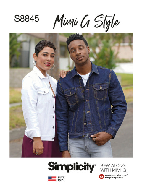 Simplicity Sewing Pattern Mimi G Misses', Men's & Teens' Jean Jacket - S8845 - Size - XS-XL (A,L,N)