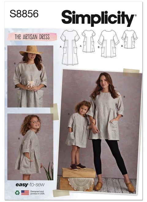 Simplicity Sewing Pattern Children's & Misses' Dress and Tunic - S8856 - Size - 3-8 / XS-XL (A,L,N)