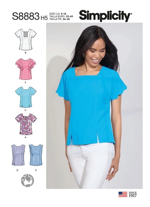 Simplicity Sewing Pattern Misses' Tops - S8883 - 6-14 or 16-24 (A,L,N)