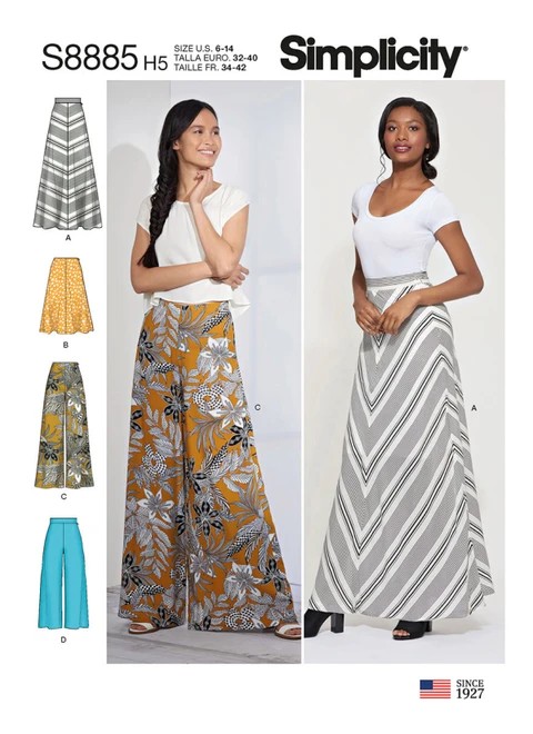 Simplicity Sewing Pattern Misses' Skirt and Pants - S8885 - 6-14 or 14-22 (A,L,N)