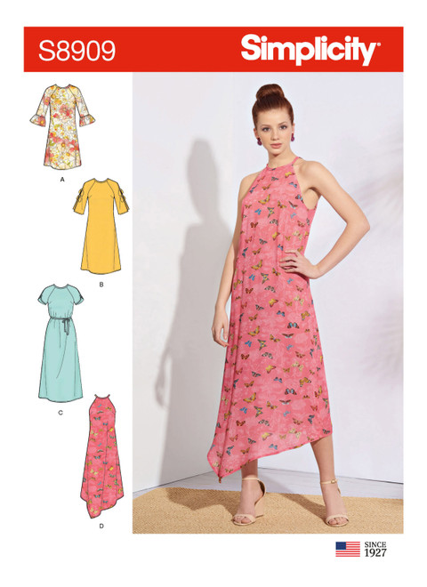 Simplicity Sewing Pattern Misses' Dresses - S8909 - 6-14 or 16-24 (A,L,N)
