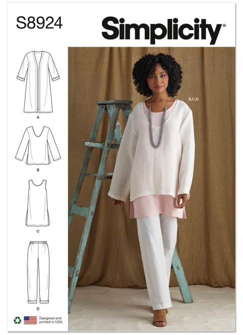 Simplicity Sewing Pattern Misses' Jacket, Top, Tunic, and Pull-On Pants - S8924 - 6-14 or 16-24 (A,L,N)