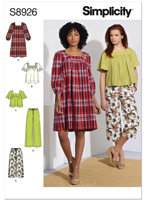 Simplicity Sewing Pattern Misses' Dress, Tops, and Pants - S8926 - 6-14 or 16-24 (A,L,N)
