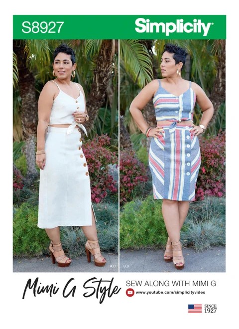 Simplicity Sewing Pattern Misses' Tie Front Tops and Skirts by Mimi G Style - S8927 - 6-14 or 16-24 (A,L,N)