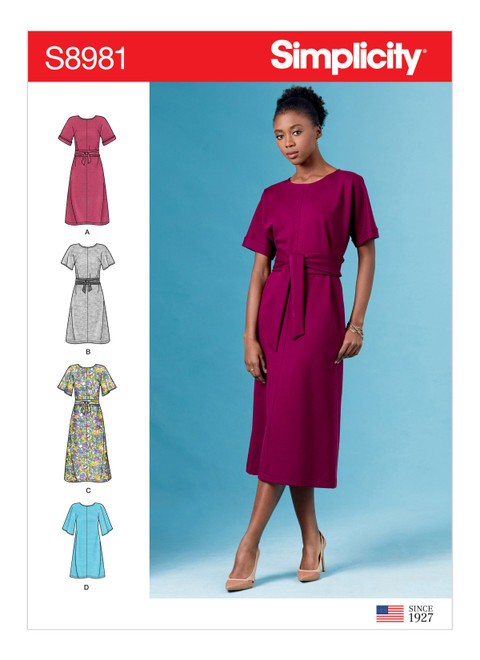 Simplicity Sewing Pattern Misses' Front Tie Dresses - S8981 - 6-14 or 14-22 (A,L,N)