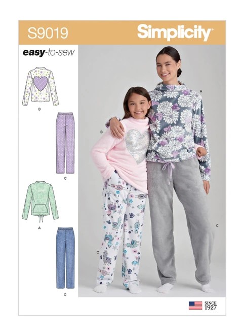 Simplicity Sewing Pattern Girls' & Misses' Loungewear - S9019 - Size - S-L / XS-XL (A,L,N)