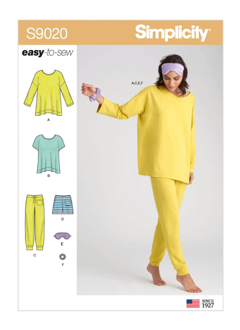Simplicity Sewing Pattern Misses' Sleepwear Knit Tops, Pants, Shorts & Accessories - S9020 - Size - XXS-XXL (A,L,N)