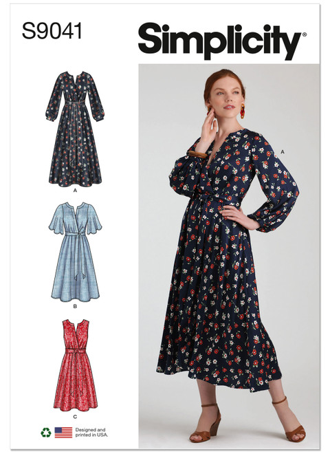 Simplicity Sewing Pattern Misses' Dresses In Three Lengths with Sleeve Variations - S9041 - 6-14 or 16-24 (A,L,N)
