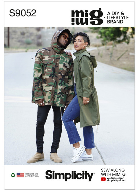 Simplicity Sewing Pattern Misses', Mens & Teens' Jacket & Hood By Mimi G Style - S9052 - Size - XS-XL (A,L,N)