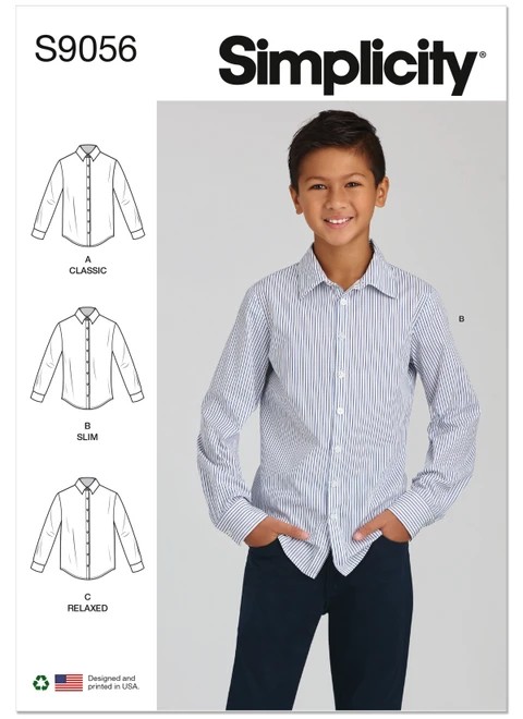 Simplicity Sewing Pattern Children's & Teen Boys' Shirts - S9056 - 3-6 or 8-16 (U)