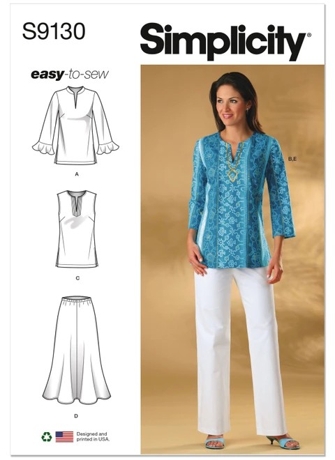 Simplicity Sewing Pattern Misses' & Women's Tops & Bottoms - S9130 - 10-18 or 20w-28w (A,L,N)