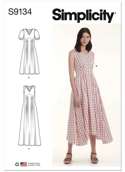 Simplicity Sewing Pattern Misses' Released Pleat Dress - S9134 - 6-14 or 16-24 (A,L,N)