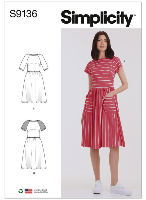 Simplicity Sewing Pattern Misses' Dress - S9136 - 6-14 or 16-24 (A,L,N)