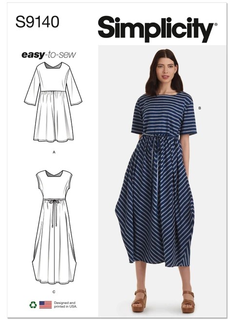 Simplicity Sewing Pattern Misses' Relaxed Pullover Dress - S9140 - Size - XXS-XXL (A,L,N)