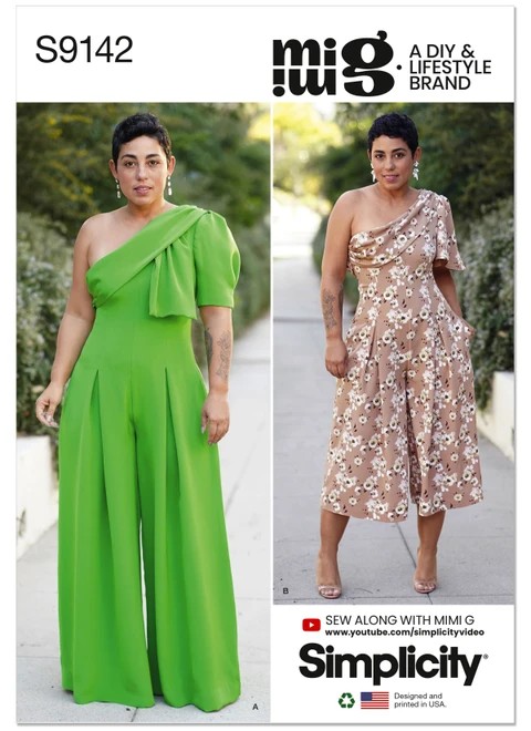 Simplicity Sewing Pattern Misses' Jumpsuit with One Shoulder Drape By Mimi G Style - S9142 - 6-14 or 16-24 (A,L,N)