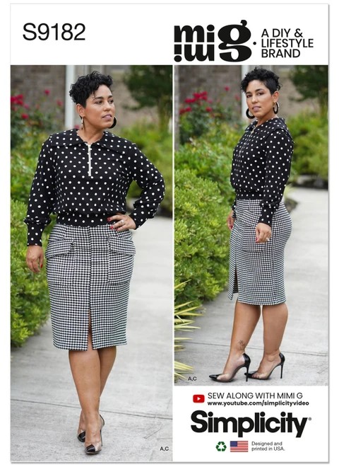 Simplicity Sewing Pattern Misses' Knit Top & Skirt By Mimi G Style - S9182 - 6-14 or 16-24 (A,L,N)