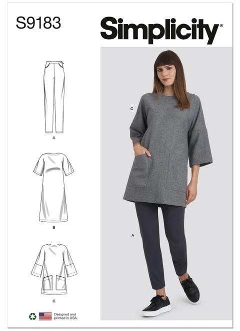 Simplicity Sewing Pattern Misses' Tunic, Top, Dress & Legging - S9183 - Size - XXS-XXL (A,L,N)
