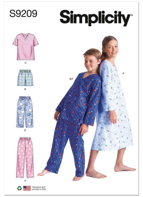 Simplicity Sewing Pattern Boys'/Girls' V-Neck Shirts, Gown, Shorts and Pants - S9209 - Size - 8-16 (U)