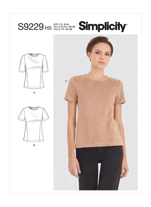 Simplicity Sewing Pattern Misses' Knit Tee Shirt - S9229 - 6-14 or 16-24 (A,L,N)