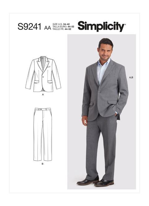 Simplicity Sewing Pattern Men's Suit - S9241 - 34-42 or 44-52 (A,L,N)