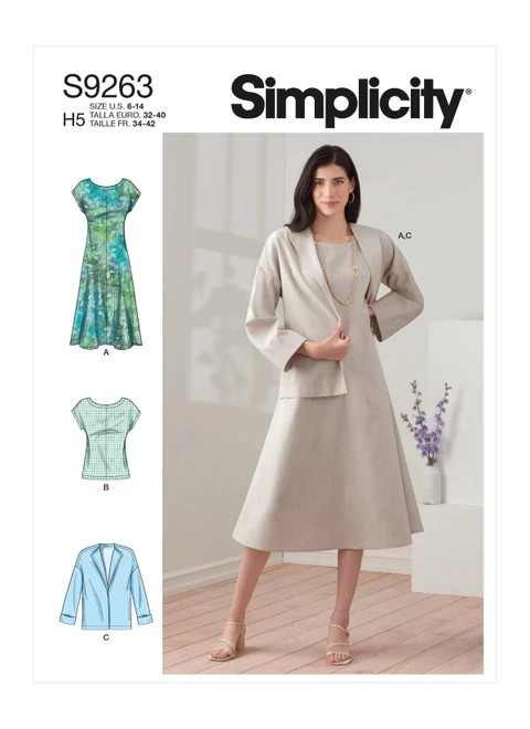 Simplicity Sewing Pattern Misses' Dress, Jacket & Top - S9263 - 6-14 or 16-24 (A,L,N)