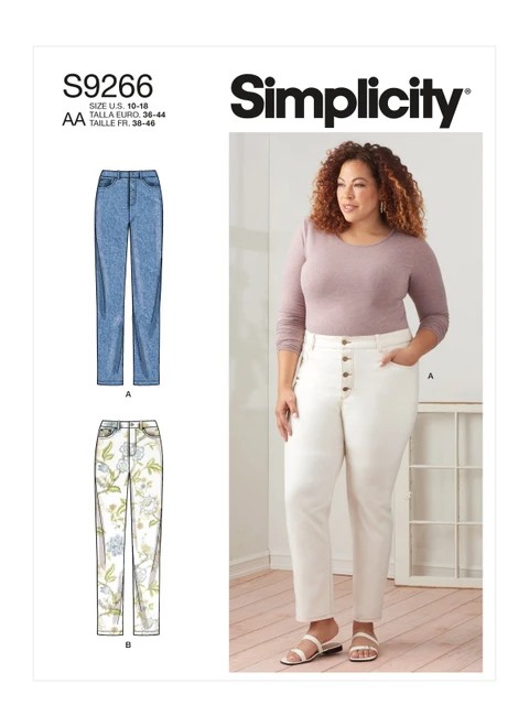 Simplicity Sewing Pattern Misses' & Women's Vintage Jeans with Front Buttons or Zipper - S9266 - 10-18 or 20w-28w (A,L,N)