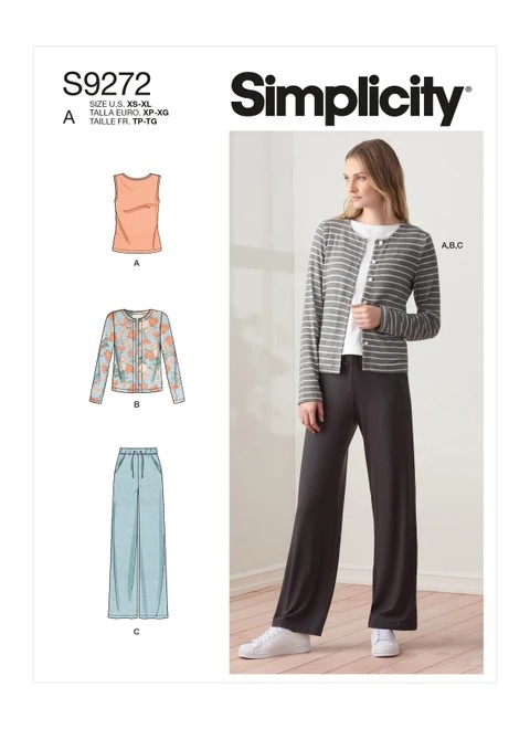 Simplicity Sewing Pattern Misses' Knit Cardigan Top & Pants - S9272 - Size - XS-XL (A,L,N)